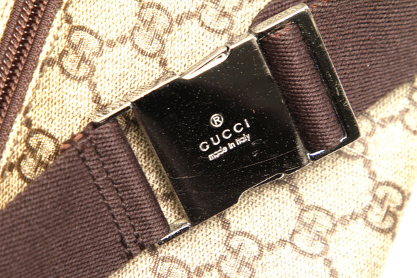 グッチ GGスプリーム 28566 ベージュ ブラウン PVC レザー ウエストバッグ ユニセックス GUCCI 中古