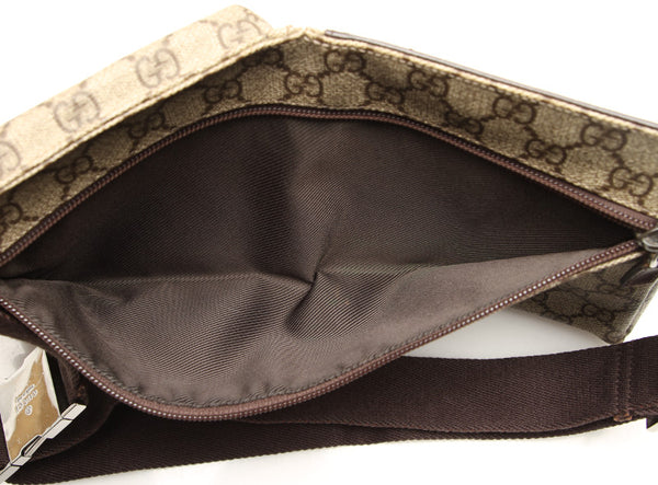 グッチ GGスプリーム 28566 ベージュ ブラウン PVC レザー ウエストバッグ ユニセックス GUCCI 中古