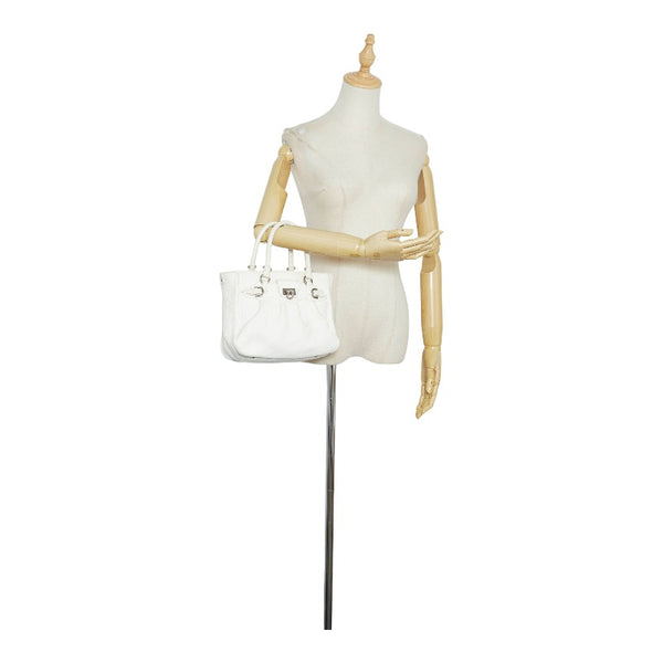 サルヴァトーレフェラガモ ガンチーニ トートバッグ ハンドバッグ AB-21 7421 ホワイト レザー レディース Salvatore Ferragamo 【中古】