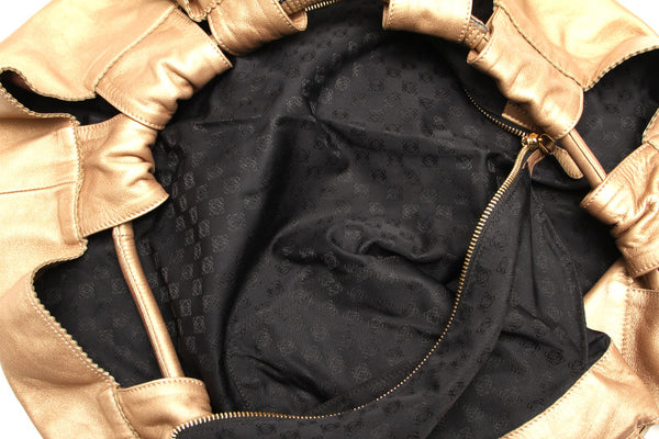 ロエベ アナグラム ゴールド レザー ハンドバッグ レディース LOEWE 中古