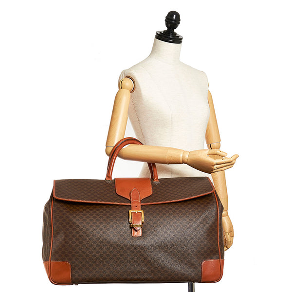 セリーヌ マカダム ブラウン PVC レザー ハンドバッグ レディース CELINE 【中古】