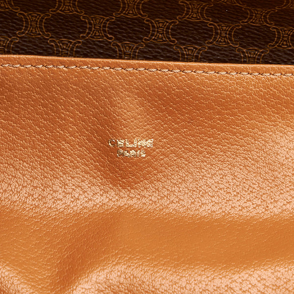 セリーヌ マカダム ブラウン PVC レザー ハンドバッグ レディース CELINE 【中古】