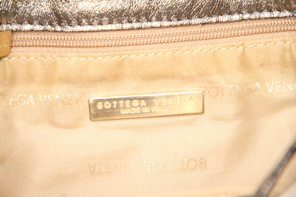 ボッテガヴェネタ イントレチャート ゴールド レザー ハンドバッグ ショルダーバッグ 2WAY レディース BOTTEGAVENETA 中古