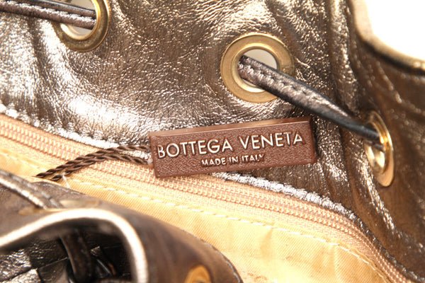 ボッテガヴェネタ イントレチャート ゴールド レザー ハンドバッグ ショルダーバッグ 2WAY レディース BOTTEGAVENETA 中古