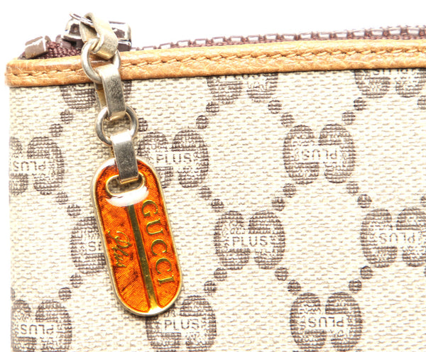 グッチ GGプラス ブラウン PVC レザー ポーチ ユニセックス GUCCI 中古