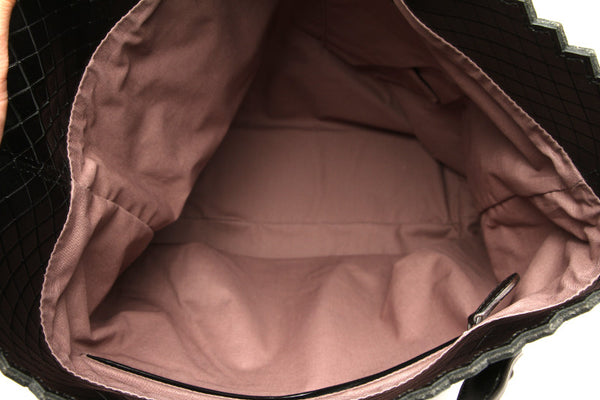 ボッテガヴェネタ ブラック キャンバス レザー トートバッグ レディース BOTTEGAVENETA 中古