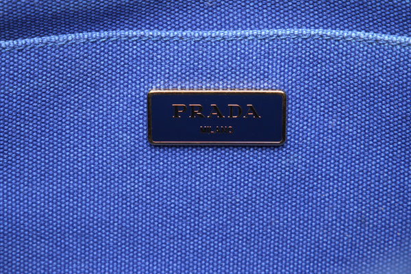 プラダ カナパ B1877G ブルー キャンバス ハンドバッグ レディース PRADA 中古