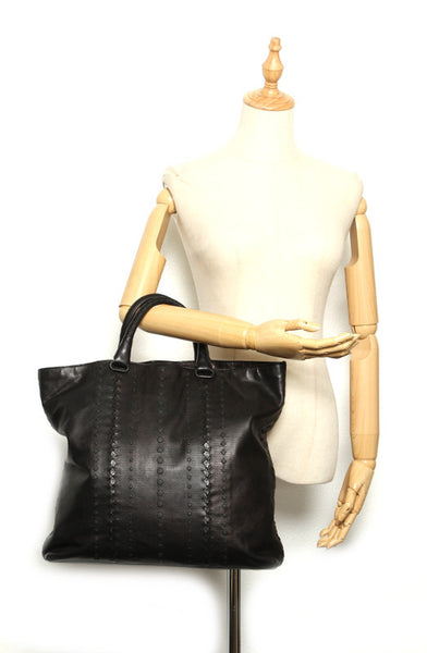 ボッテガヴェネタ ブラック レザー ハンドバッグ メンズ BOTTEGAVENETA 中古