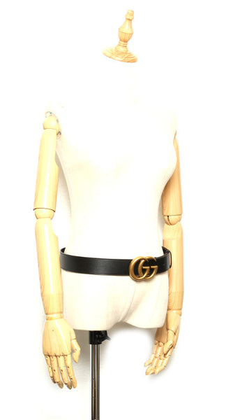 グッチ ggマーモント 400593 ブラック ゴールド レザー ベルト メンズ GUCCI 中古