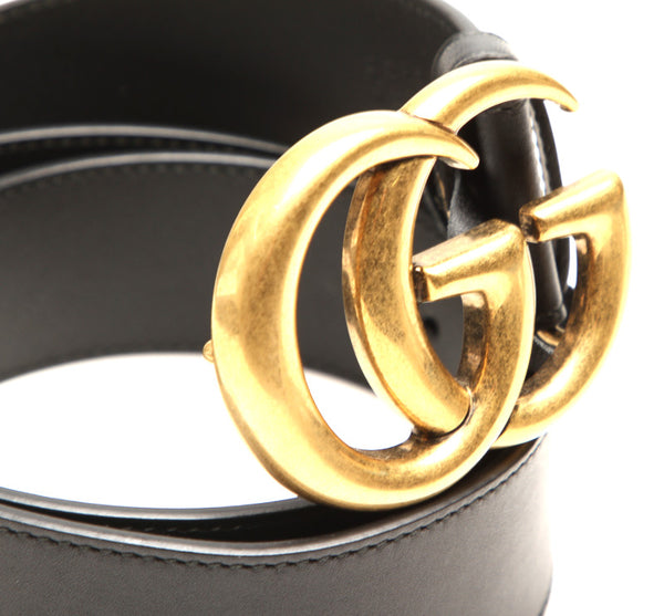 グッチ ggマーモント 400593 ブラック ゴールド レザー ベルト メンズ GUCCI 中古