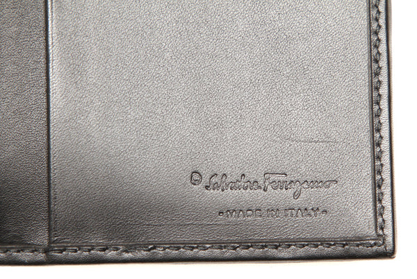 サルヴァトーレフェラガモ ガンチーニ ブラック キャンバス レザー 長財布 ユニセックス Salvatore Ferragamo 中古