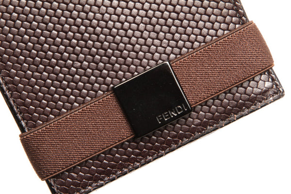 フェンディ ブラウン レザー 二つ折り財布 メンズ FENDI 中古