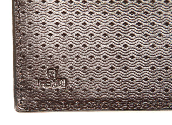フェンディ ブラウン レザー 二つ折り財布 メンズ FENDI 中古