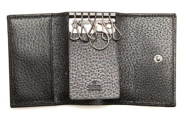 グッチ シェリーライン ブラック レザー キーケース ユニセックス GUCCI 中古