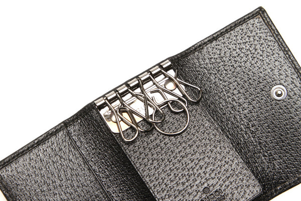 グッチ シェリーライン ブラック レザー キーケース ユニセックス GUCCI 中古