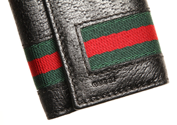 グッチ シェリーライン ブラック レザー キーケース ユニセックス GUCCI 中古