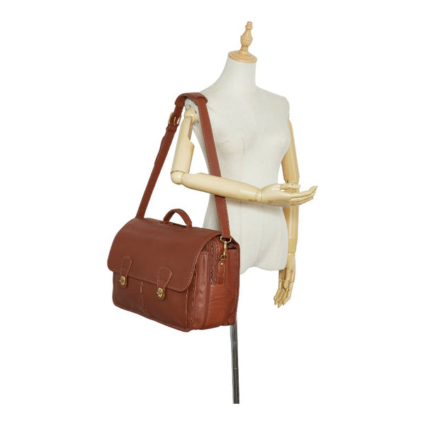 コーチ オーガナイザー ブリーフ ビジネスバッグ ブリーフケース ショルダーバッグ 0532 ブラウン レザー メンズ COACH 【中古】