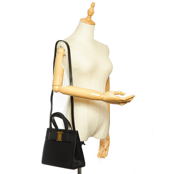 サルヴァトーレフェラガモ ヴァラリボン BA21 4178 ブラック レザー ハンドバッグ レディース Salvatore Ferragamo 中古