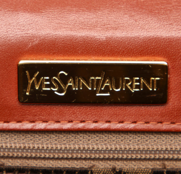 イヴ サンローラン ワインレッド クロコ型押し ハンドバッグ レディース YVES SAINT LAURENT 中古