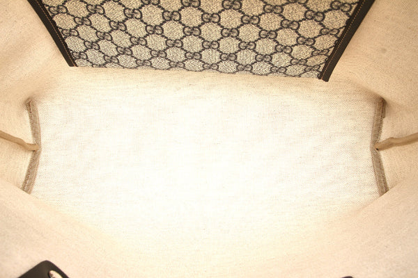 グッチ GGスプリーム 211134 ネイビー グレー PVC レザー トートバッグ ユニセックス GUCCI 中古