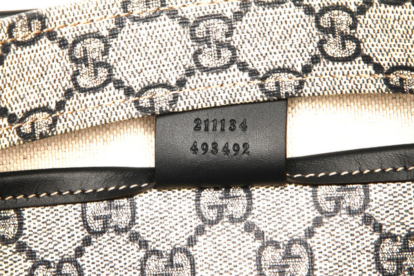 グッチ GGスプリーム 211134 ネイビー グレー PVC レザー トートバッグ ユニセックス GUCCI 中古