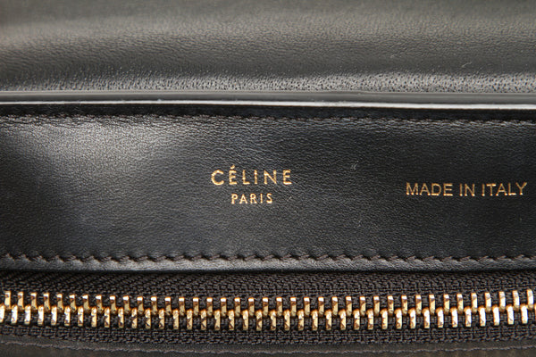 セリーヌ トラベーズ ブルー ブラック レザー ハンドバッグ レディース CELINE 中古