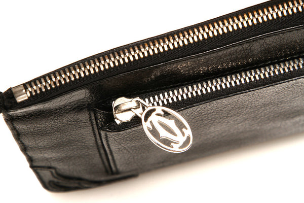 カルティエ マスト チェーン ブラック 黒 レザー 長財布 ユニセックス CARTIER 中古