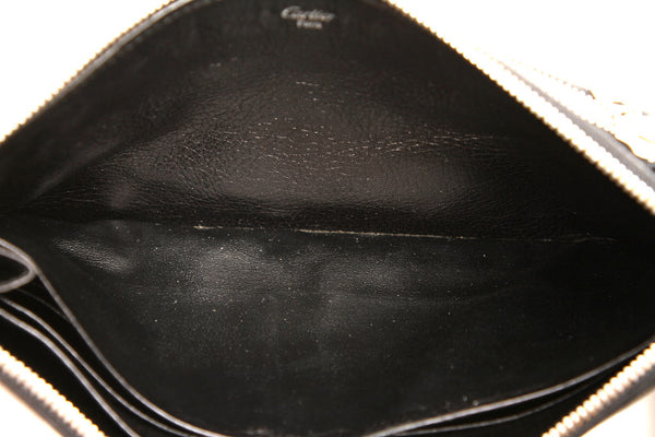 カルティエ マスト チェーン ブラック 黒 レザー 長財布 ユニセックス CARTIER 中古