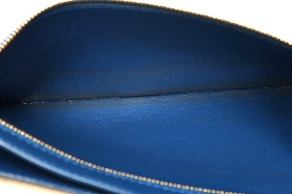 セリーヌ ホワイト ブルー レザー 二つ折り財布 ユニセックス CELINE 中古