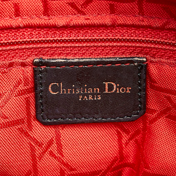 ディオール レディディオール カナージュ ハンドバッグ ブラック レザー レディース Dior 【中古】