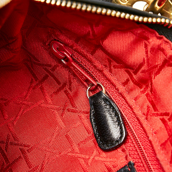 ディオール レディディオール カナージュ ハンドバッグ ブラック レザー レディース Dior 【中古】