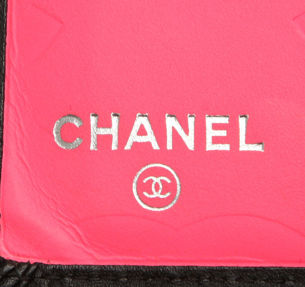 シャネル カンボンライン ブラック 黒 レザー 二つ折り財布 レディース CHANEL 中古