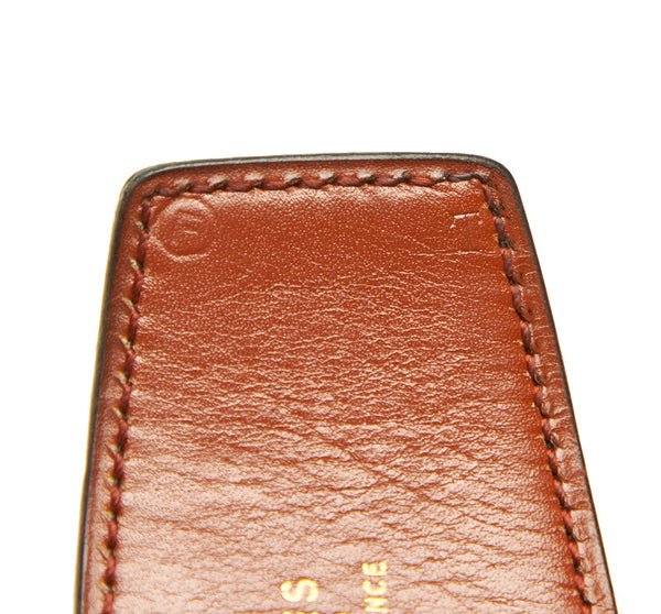 エルメス ブラック ゴールド レザー ベルト ユニセックス HERMES 〇F刻印 中古