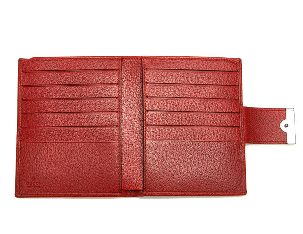 グッチ GGキャンバス レッド キャンバス レザー 二つ折り財布 レディース GUCCI 中古