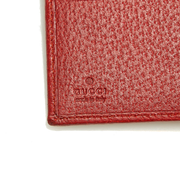 グッチ GGキャンバス レッド キャンバス レザー 二つ折り財布 レディース GUCCI 中古
