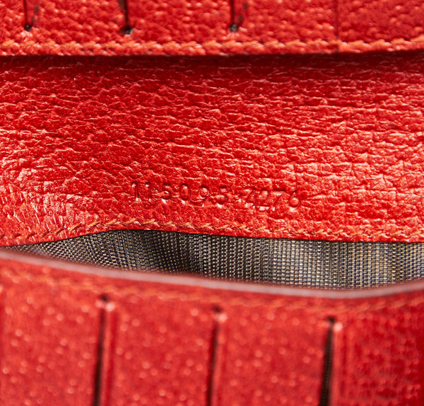 グッチ GGキャンバス レッド キャンバス レザー 二つ折り財布 レディース GUCCI 中古