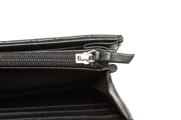 シャネル マトラッセ ブラック ラムスキン 二つ折り財布 レディース CHANEL 中古