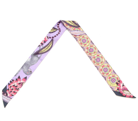 エルメス ツイリー パープル　ピンク グレー シルク スカーフ レディース HERMES 中古