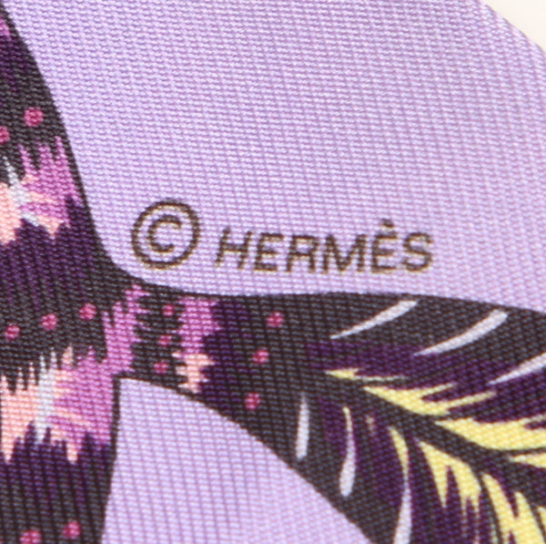 エルメス ツイリー パープル　ピンク グレー シルク スカーフ レディース HERMES 中古