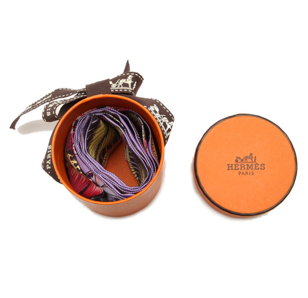 エルメス ツイリー パープル　ピンク グレー シルク スカーフ レディース HERMES 中古