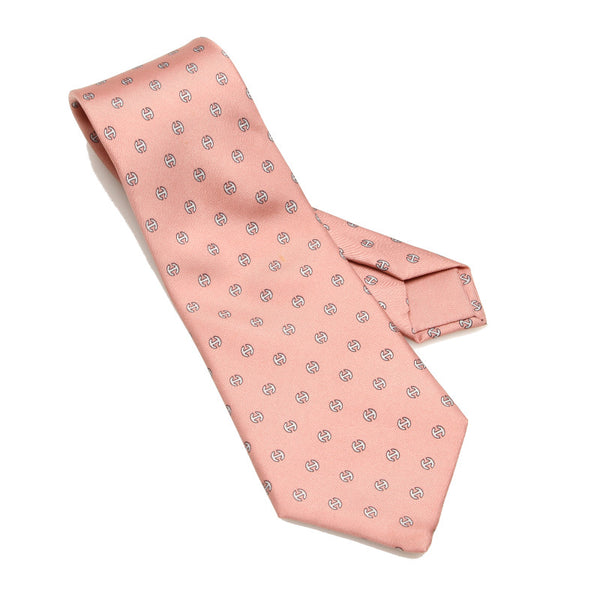 エルメス ピンク ホワイト シルク ネクタイ メンズ HERMES 中古
