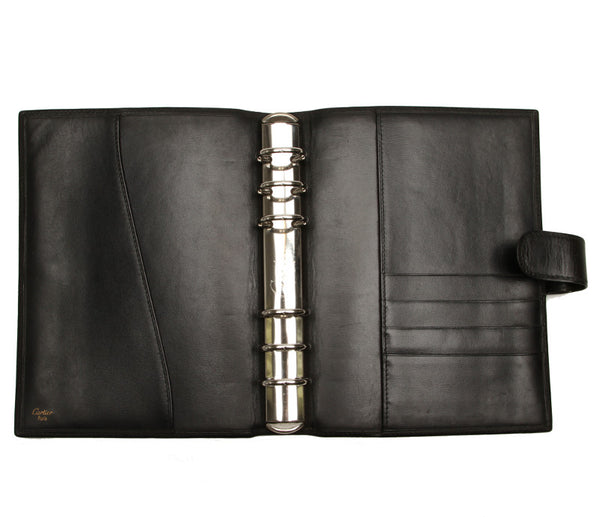 カルティエ ブラック 黒 レザー 手帳カバー ユニセックス CARTIER 中古