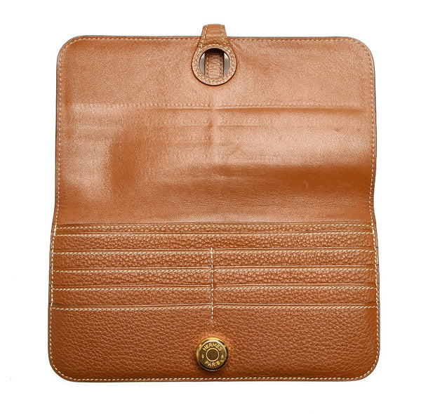 エルメス ドゴンロング ブラウン 茶 レザー 長財布 ユニセックス HERMES □O印刻（2011年制）刻印 中古