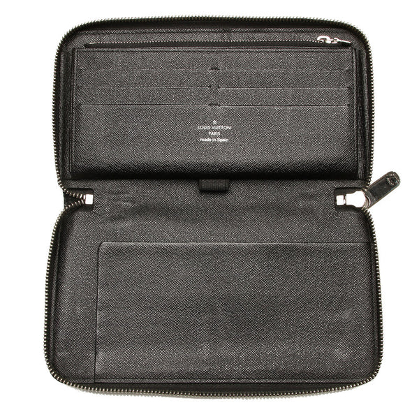 ルイ ヴィトン ダミエグラフィット ジッピーオーガナイザー N63077 ブラック PVC レザー ラウンドファスナー 長財布 メンズ LOUIS VUITTON 中古