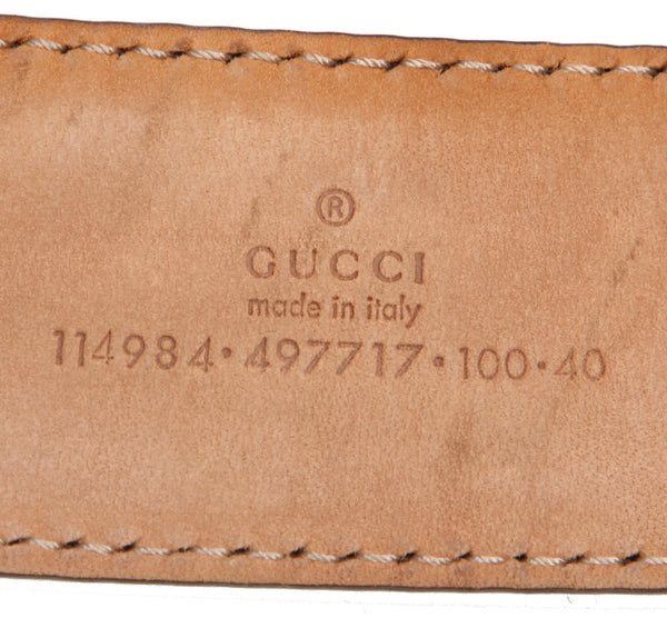 グッチ 114984 ブラウン シルバー レザー ベルト メンズ GUCCI 中古