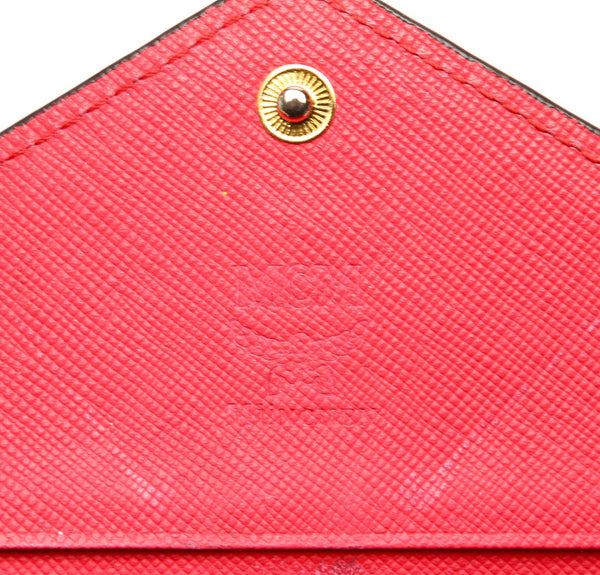 エム シー エム ブラウン 茶 レザー 三つ折り財布 レディース MCM 中古