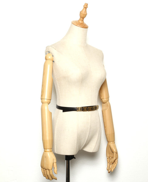 サルヴァトーレフェラガモ ブラック ゴールド レザー ベルト レディース Salvatore Ferragamo 中古