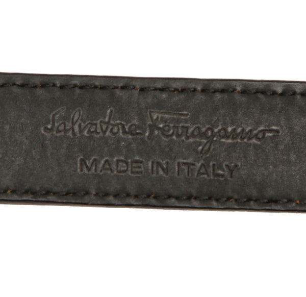 サルヴァトーレフェラガモ ブラック ゴールド レザー ベルト レディース Salvatore Ferragamo 中古