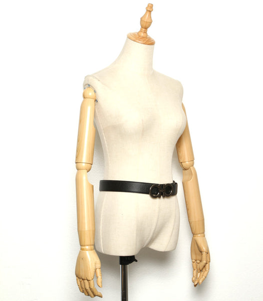 サルヴァトーレフェラガモ ガンチーニ ブラック シルバー  レザー ベルト メンズ Salvatore Ferragamo 中古