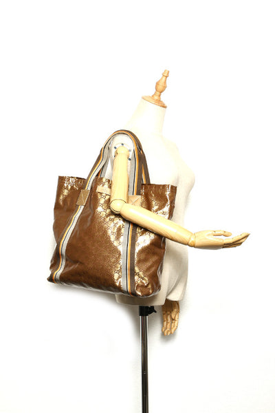 グッチ GGクリスタル 189669 ブラウン 茶 PVC トートバッグ ユニセックス GUCCI 中古